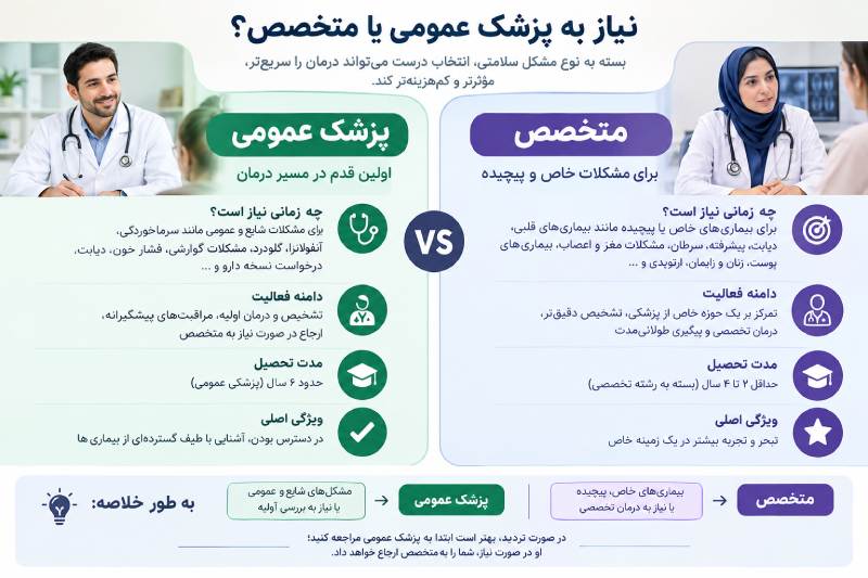 مقایسه پزشک عمومی و متخصص